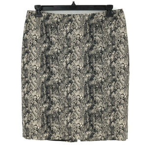 Talbots Skirt 12 Womens Black Beige Animal Print Lined Pencil Snakeskin print
